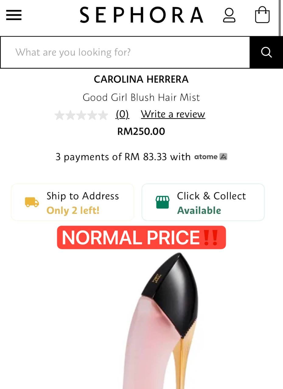 GOOD GIRL CAROLINA HERRERA BLUSH HAIR MIST 30 ML