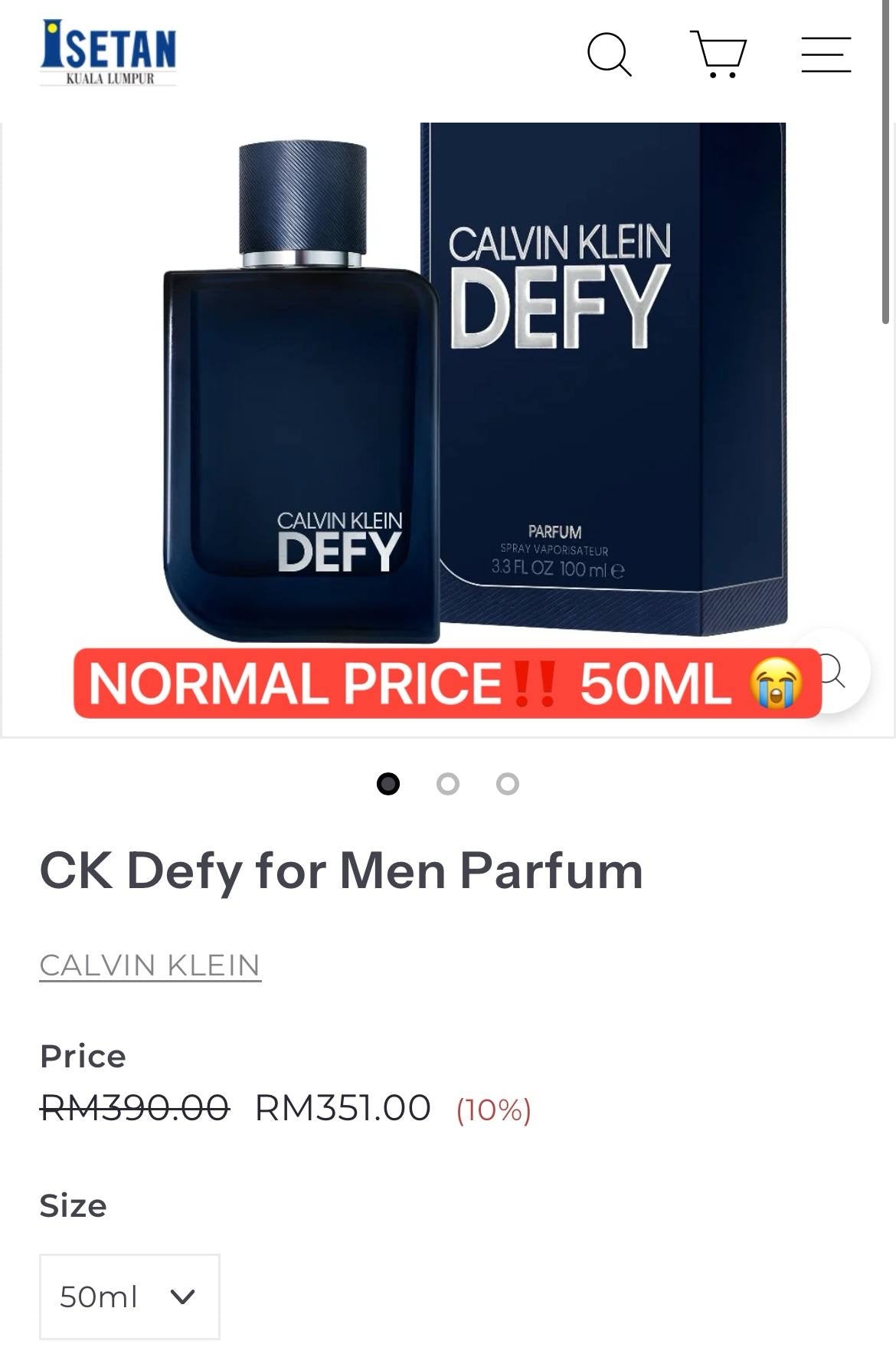 CALVIN KLEIN DEFY PARFUM 100ML 
(TESTER BOX)