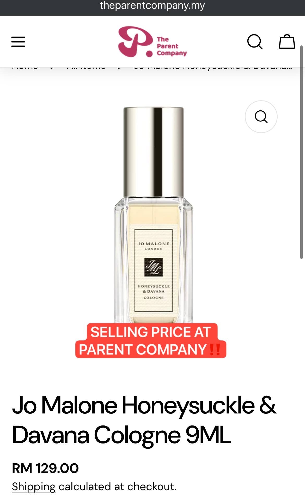 JO MALONE HONEYSUCKLE & DAVANA COLOGNE 9ML
