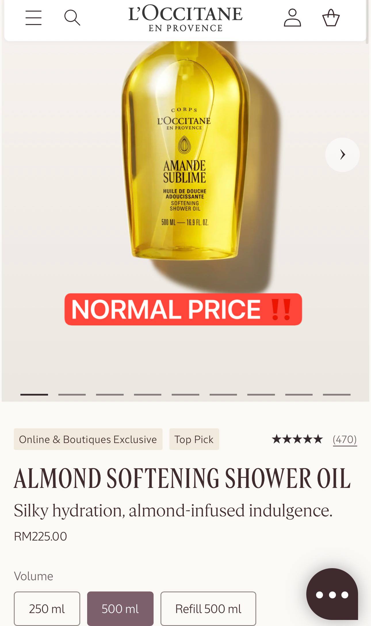 LOCCITANE SHOWER OIL 500ML